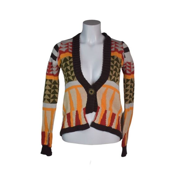 Sparrow Anthropologie Geometric Print Cardigan Sweater Multicolored Womens XS - Picture 1 of 4